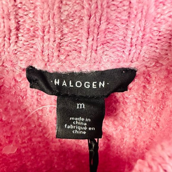 NWT Halogen Pink Long Sleeve Cable Knit Sweater Size Medium - Picture 6 of 7